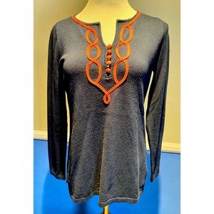 Vineyard Vines Small ~ Women’s Sweater Pullover‎ Cotton Wool ~Navy / Pink~EUC